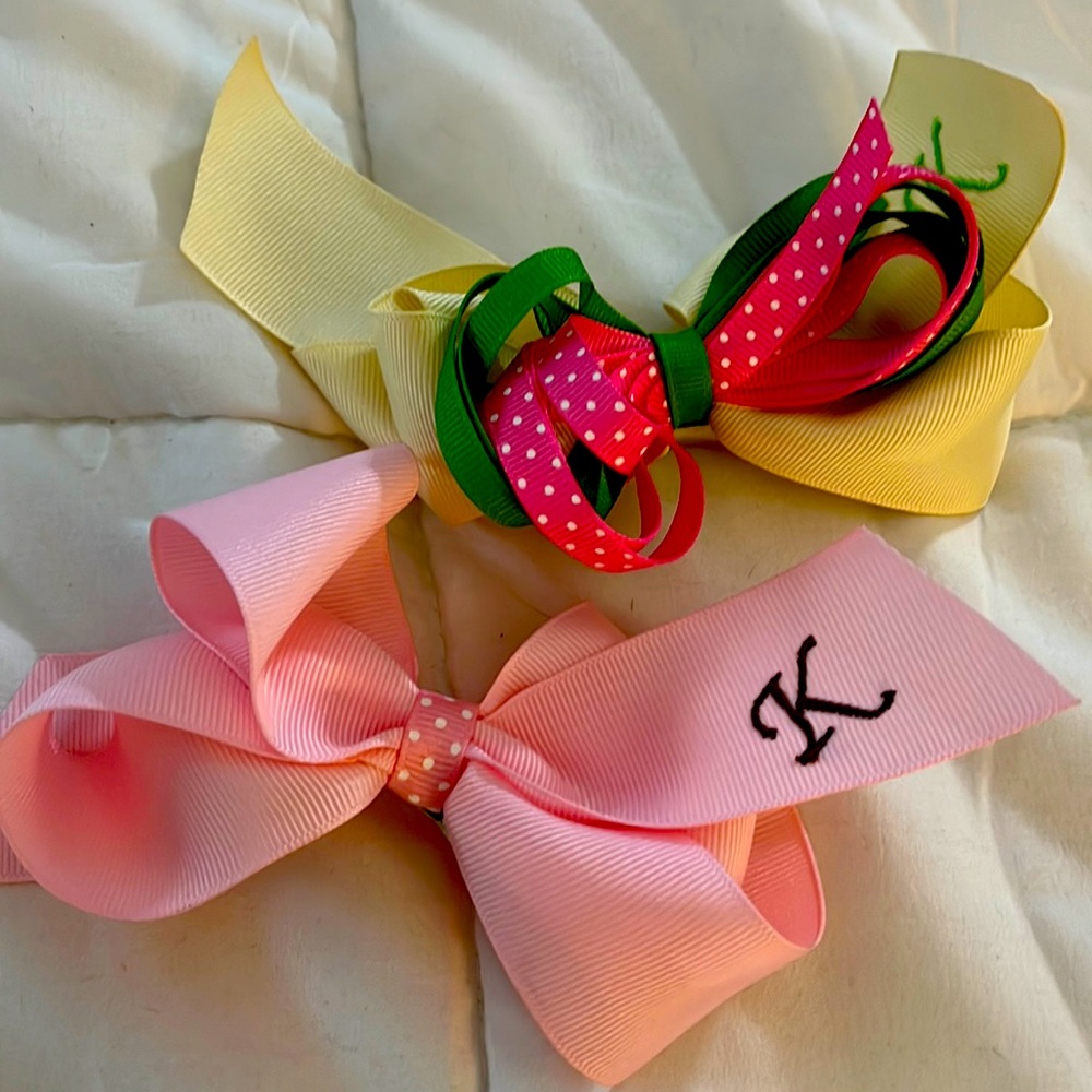 Monogram K bows.